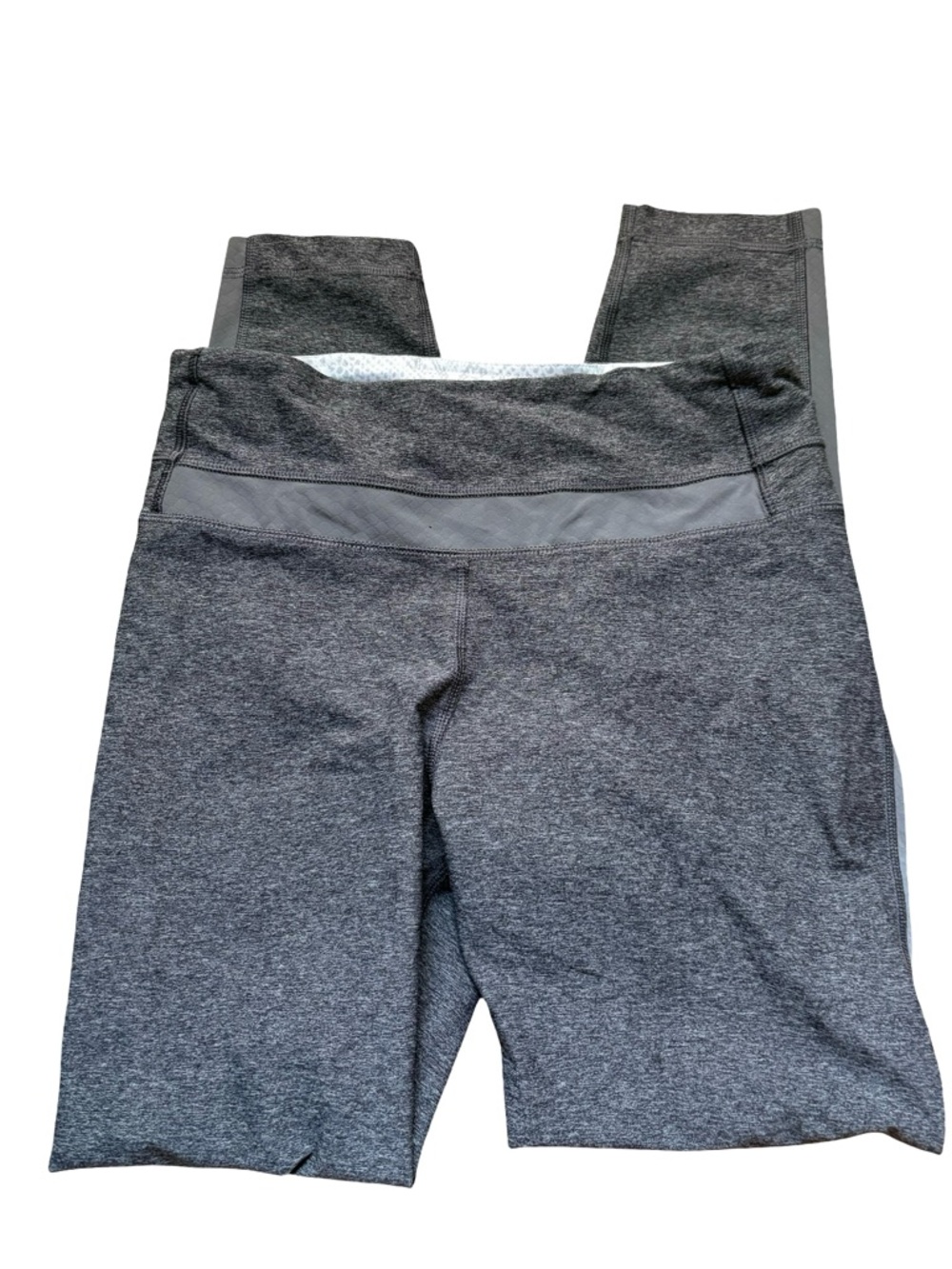 Lululemon Gray Heathered Mesh Trim Leggings Size 6 Snake Print Waist